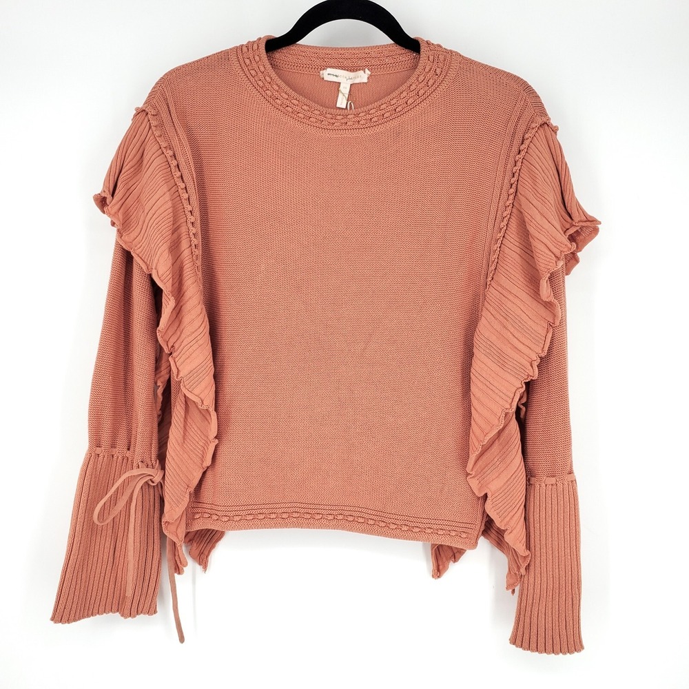 NWT Rebecca Taylor Pointelle Quilt Pullover Sweater Terra Orange XS